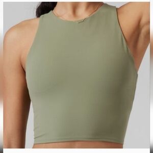 Athleta Conscious Crop Bra Size Large Padded High Neck Eucalyptus Olive